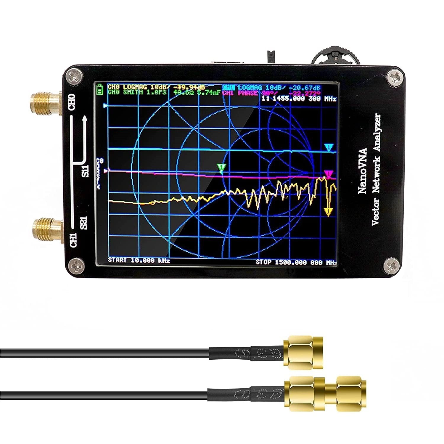 Analizor vectorial de retea mini, banda 50KHz-900MHz, ecran tactil LCD 2,8 inci, antena HF VHF UHF