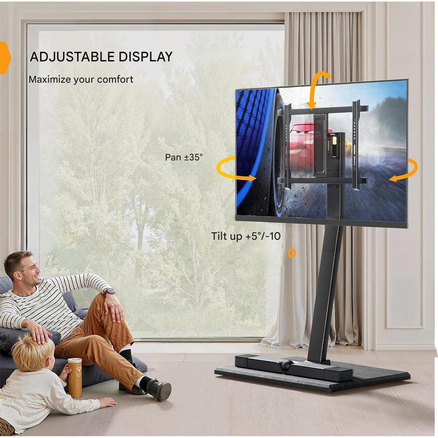 Suport TV, stand cu roti pentru televizor 30-70 inch, inaltime reglabila, 40 kg capacitate, unghi inclinare reglabil, VESA 400 x 400 mm, mobil, negru