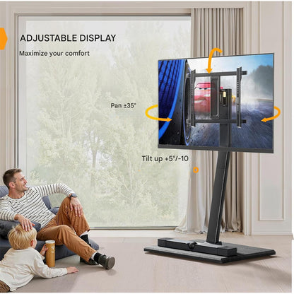 Suport TV, stand cu roti pentru televizor 30-70 inch, inaltime reglabila, 40 kg capacitate, unghi inclinare reglabil, VESA 400 x 400 mm, mobil, negru