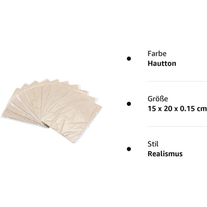 Set de 10 piei artificiale practica pentru tatuaje si micropigmentare, cu doua fete, 20 cm x 15 cm