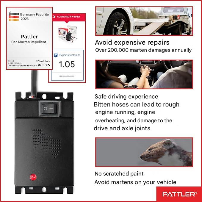 Aparat anti rozatoare auto, dispozitiv cu ultrasunete 12-25 kHz, anti daunatori, repelent soareci, sobolani, dihori pentru masina si incaperi pana la 60 metri patrati