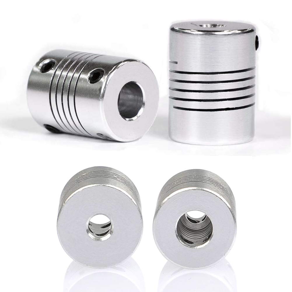 Set de 10 cuplaje flexibile NEMA 17, aliaj aluminiu, 5 mm la 8 mm, lungime 25 mm, diametru 19 mm, pentru motoare pas cu pas, imprimante 3D RepRap si masini CNC, include cheie hexagonala