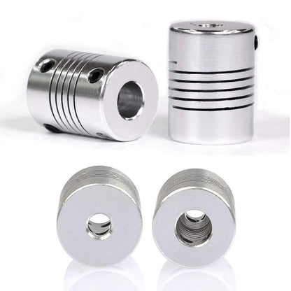 Set de 10 cuplaje flexibile NEMA 17, aliaj aluminiu, 5 mm la 8 mm, lungime 25 mm, diametru 19 mm, pentru motoare pas cu pas, imprimante 3D RepRap si masini CNC, include cheie hexagonala