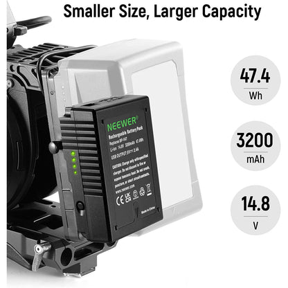 Acumulator BP-V47 V-Mount 3200 mAh, 47Wh, 14.8V, reincarcabil, cu lumina LED, slim, pentru SONY PMW-EX330K, PMW-EX330L, PMW-580K, PMW580L, PDW-680, PDW-700, PDW-850, PMW-TD300, HDW-F900R, HDW-680, HDW-800P, PMW-F55 PMW-F5