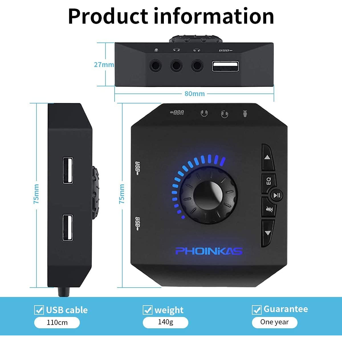 Placa de sunet externa USB, 3 in 1 amplificator, conectare casti si microfon, hub USB, cu egalizator, buton mute, plug and play, pentru Windows, Mac, Linux, laptop, desktop