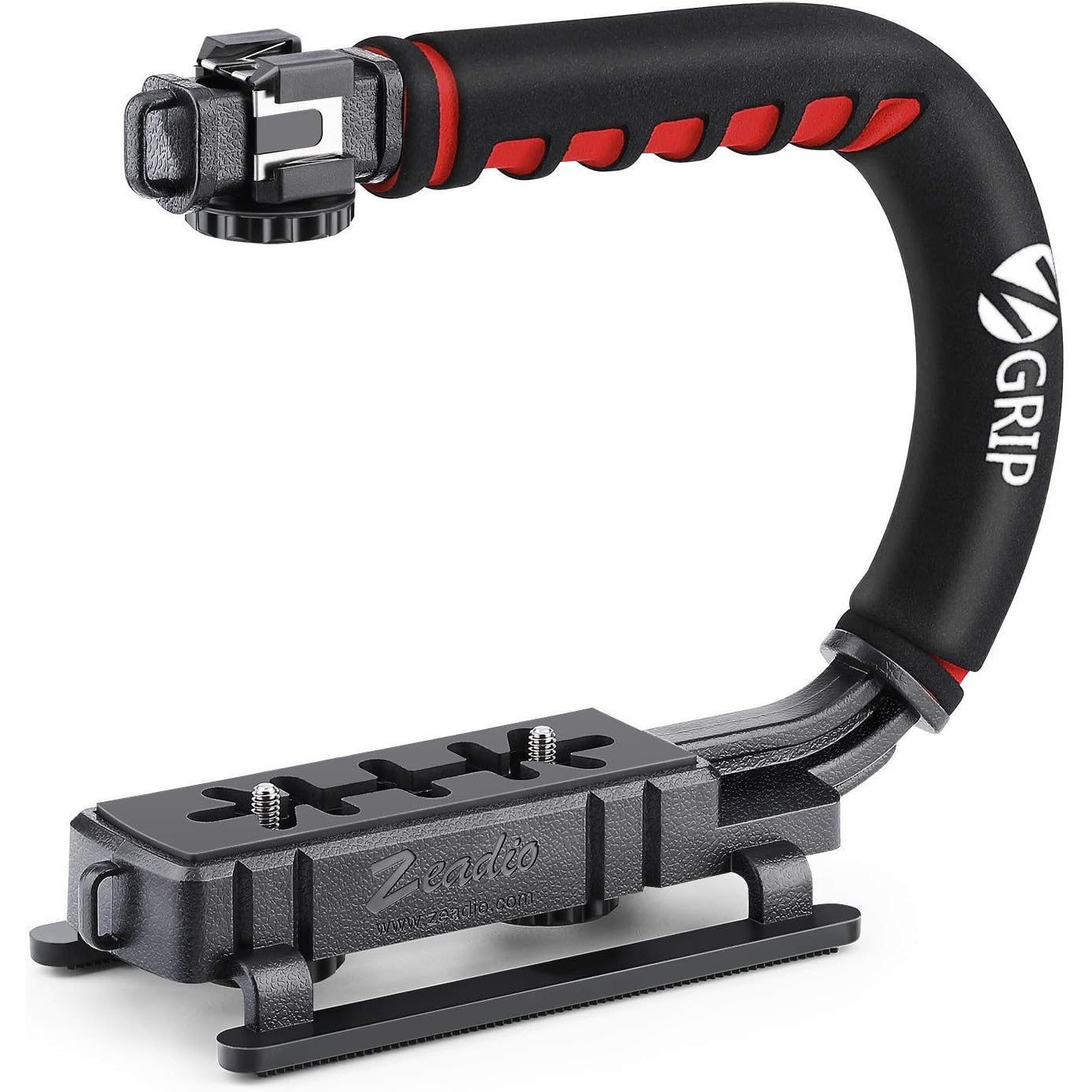 Stabilizator imagine Zeadio in forma de U, universal, cu suruburi 1/4-20 si hot shoe, greutate redusa, pentru smartphone, camera de actiune, DSLR, camera foto, camera video, Canon, Nikon, Sony, Panasonic, Pentax, Olympus