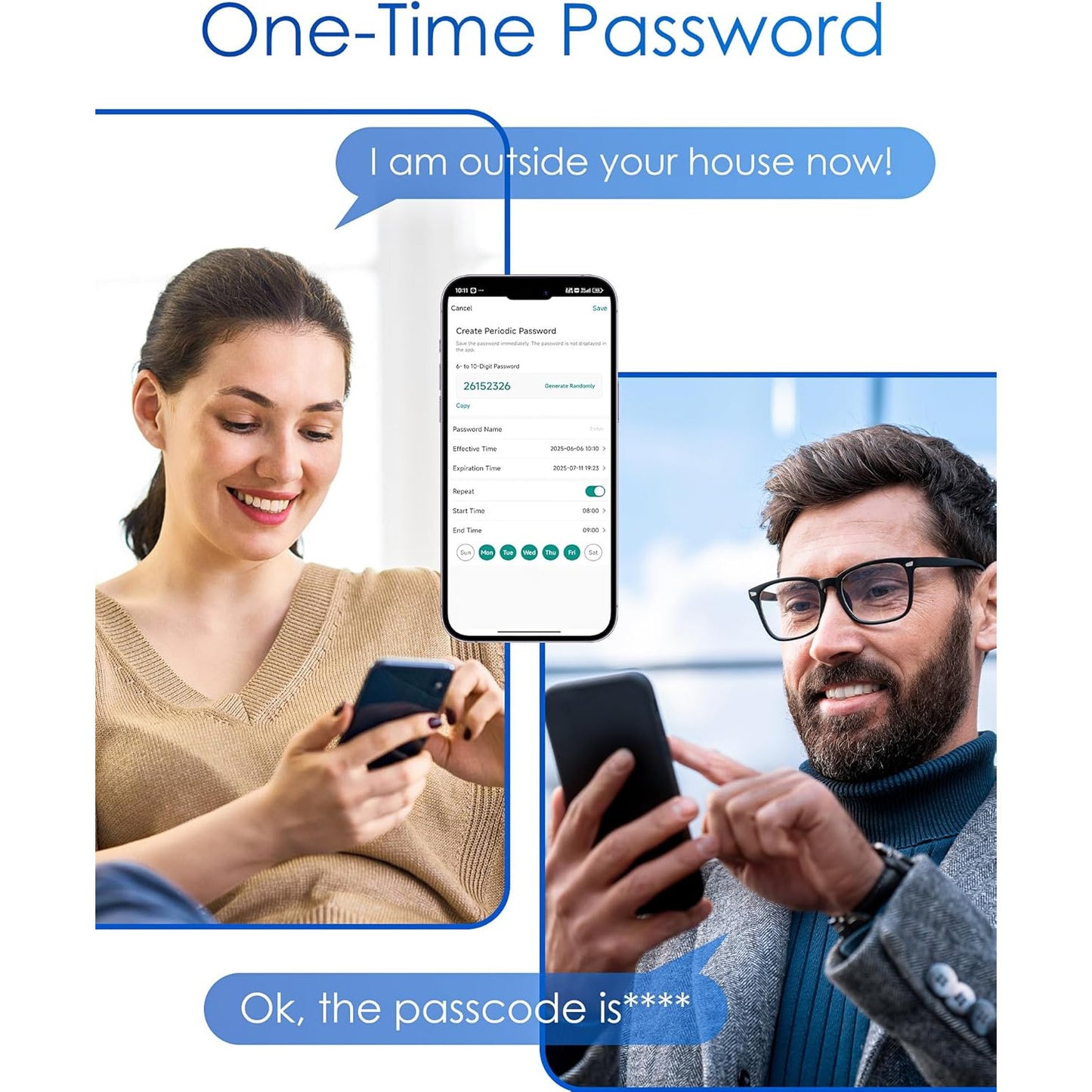 Butuc incuietoare smart, cilindru ajustabil cu cod de acces, aplicatie dedicata, card IC si cheie, pentru usi de la 30-90 mm, negru