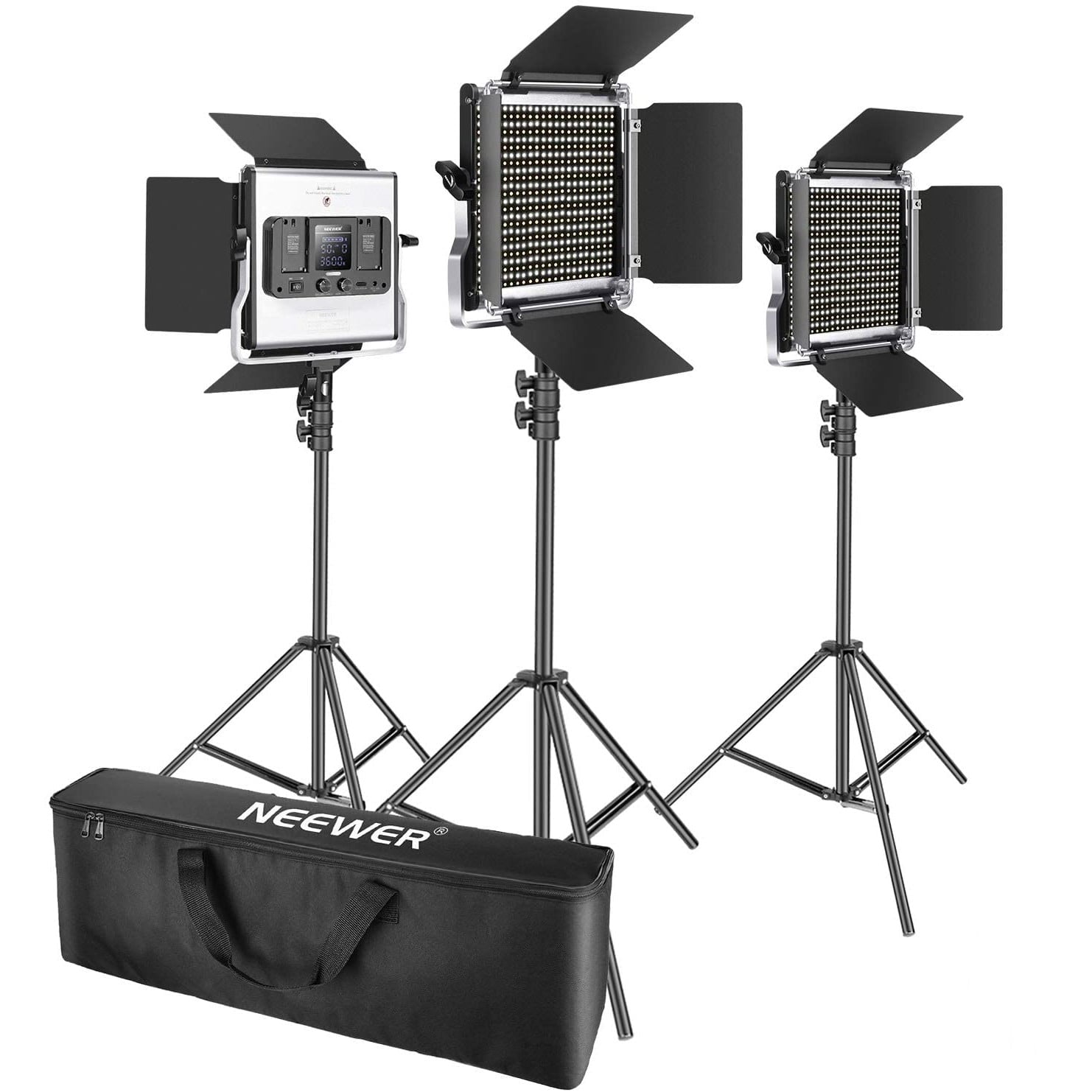 Kit de lumina continua Neewer 3 pachete de lumina LED 660, 40W cu control APP, kit de iluminare video foto cu suporturi si geanta, 660 LED-uri SMD CRI95 / 3200K-5600K / Luminozitate 0-100% / 0-360 Culori reglabile / 9 scene aplicabile