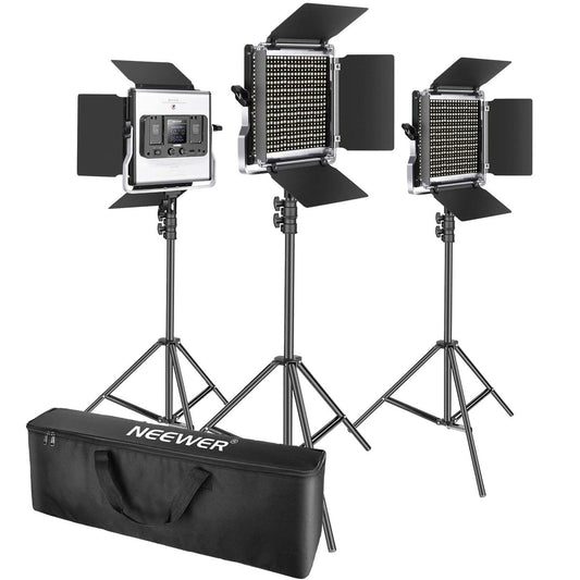 Kit de lumina continua Neewer 3 pachete de lumina LED 660, 40W cu control APP, kit de iluminare video foto cu suporturi si geanta, 660 LED-uri SMD CRI95 / 3200K-5600K / Luminozitate 0-100% / 0-360 Culori reglabile / 9 scene aplicabile