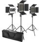 Kit de lumina continua Neewer 3 pachete de lumina LED 660, 40W cu control APP, kit de iluminare video foto cu suporturi si geanta, 660 LED-uri SMD CRI95 / 3200K-5600K / Luminozitate 0-100% / 0-360 Culori reglabile / 9 scene aplicabile