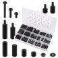 Set distantiere M3 hexagonale din Nylon, mama-mama si mama-tata, cu suruburi, saibe si piulite din plastic, cu cutie de depozitare, negre