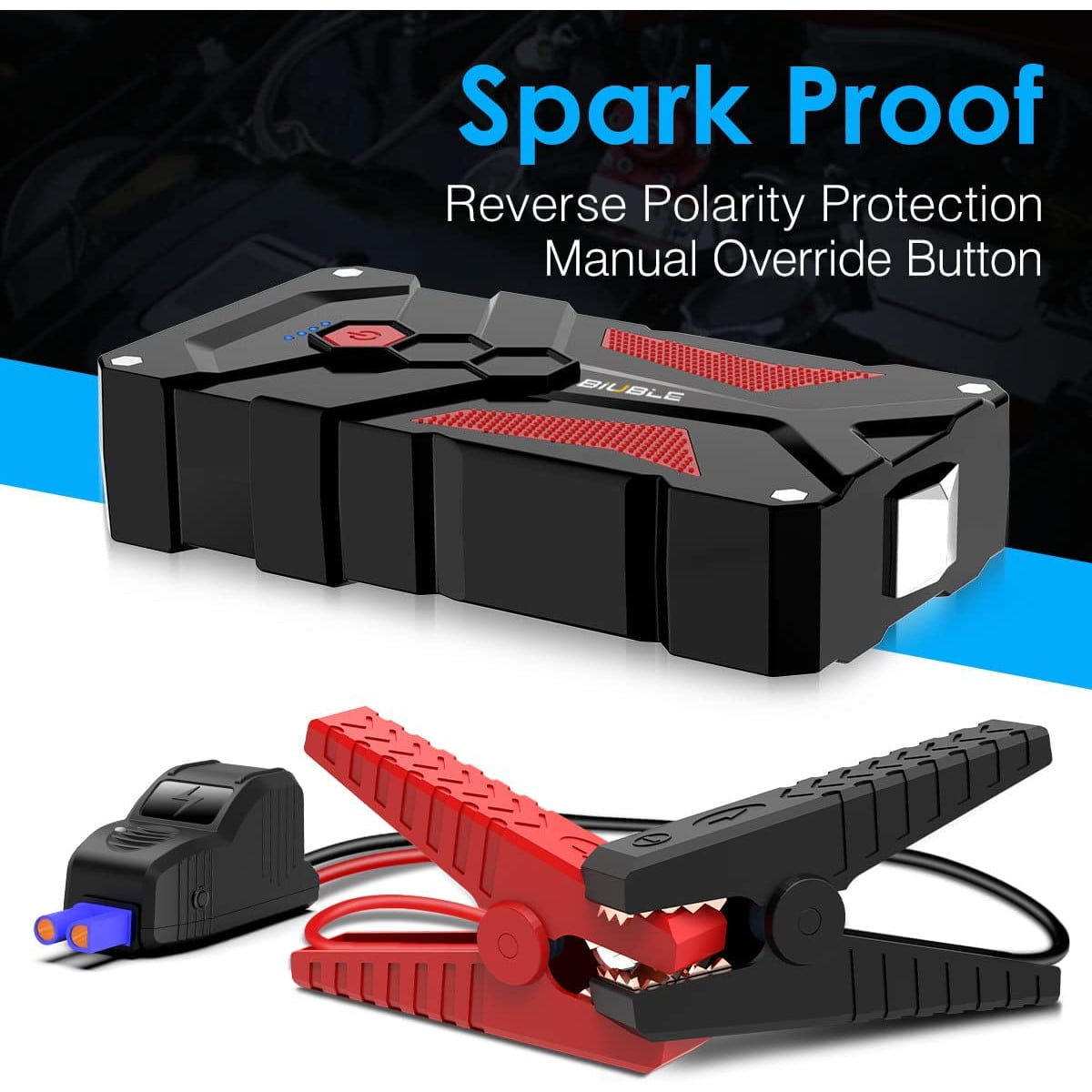 Starter auto, robot de pornire multifunctional 2000A, cu finctie de powerbank 21800 mAh 12V, cu lanterna LED si port USB, BiUBLE