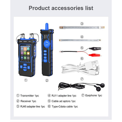 Tester cablu de retea cu powermetru, POE, NCV, UTP CAT5/CAT6, test OPM, VFL, masurarea lungimii, cu lumina LED, ecran LCD, Noyafa