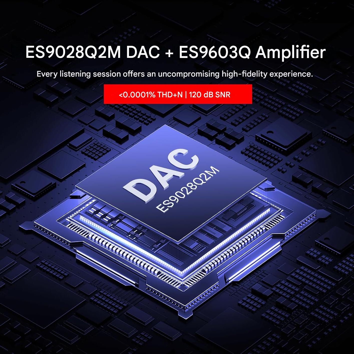 Amplificator casti MECHEN AP10 DAC portabil cu ES9028Q2M + ES9603Q, suport 384kHz/DSD256, iesiri 3.5mm si 4.4mm balanced, USB-C, compatibil Android/iOS/Windows/macOS, OLED 0.87”, SNR 120dB, Hi-Res Audio pentru telefon, PC si laptop