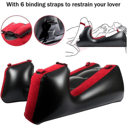 Canapea gonflabila pozitii sexuale, perna sexuala pentru jocuri de adulti, mobilier sexual gonflabil pentru pozitionarea punctului G, 50x35x18, negru/rosu