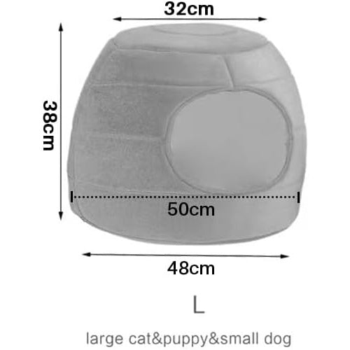 Patut caini si pisici 2 in 1, culcus pliabil pentru animale de companie mici, forma casuta si pat, din bumbac si tesatura de catifea, gri inchis