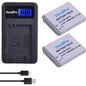 Set de 2 acumulatori NB-6L/NB-6LH 1300 mAh cu incarcator cu display LCD, compatibil Canon Powershot SX500 IS-, SX710 HS-, SX520 HS-, SX530 HS-, SX510 HS-, S120-, SX700 HS-, SX610 HS-, SX600 HS-, D30- si S95-
