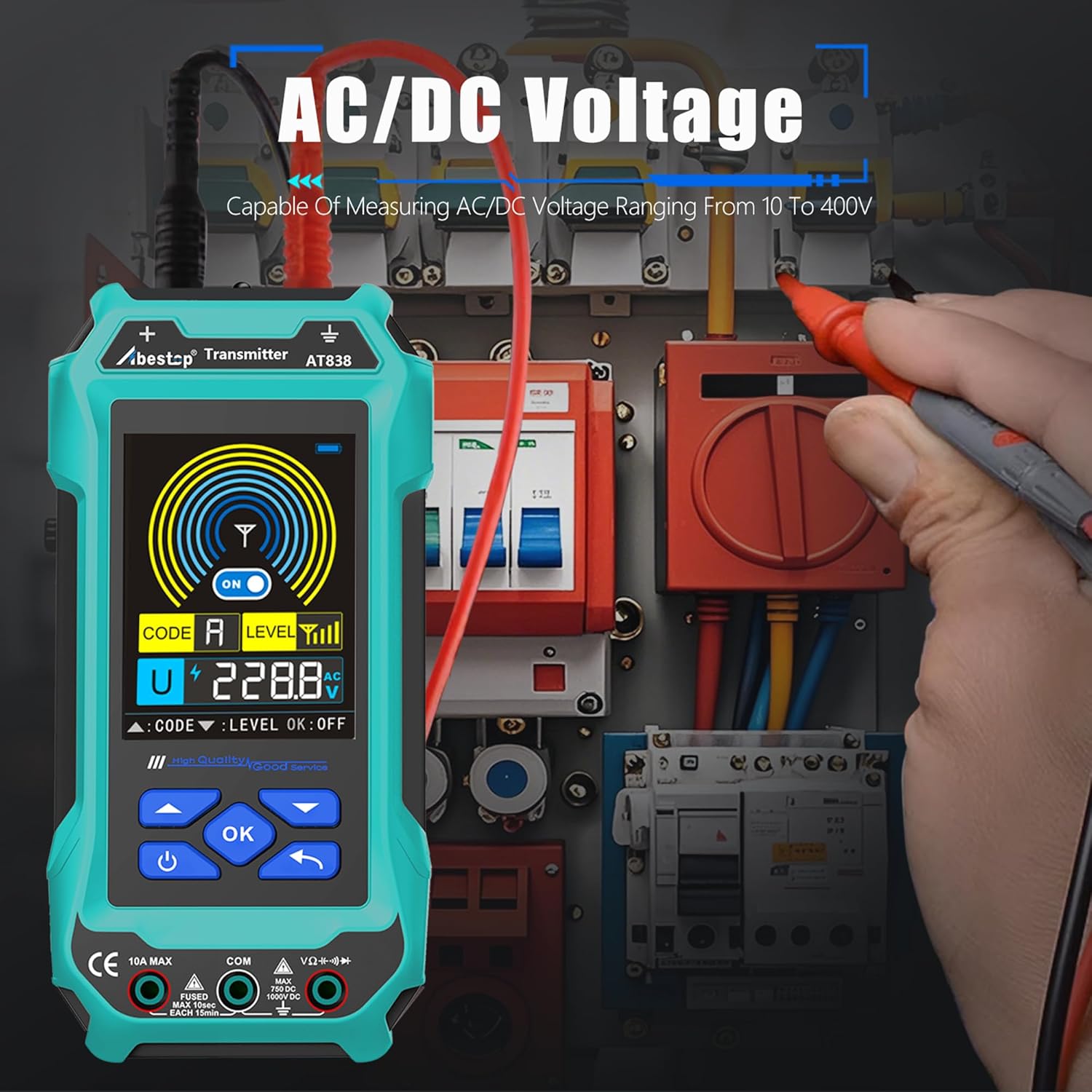 Localizator de cablu AT838 Abestop, localizator de circuite cu functie multimetru, fire/cablu subteran, detectarea traseului conductei de apa/gaz pentru multi-tester