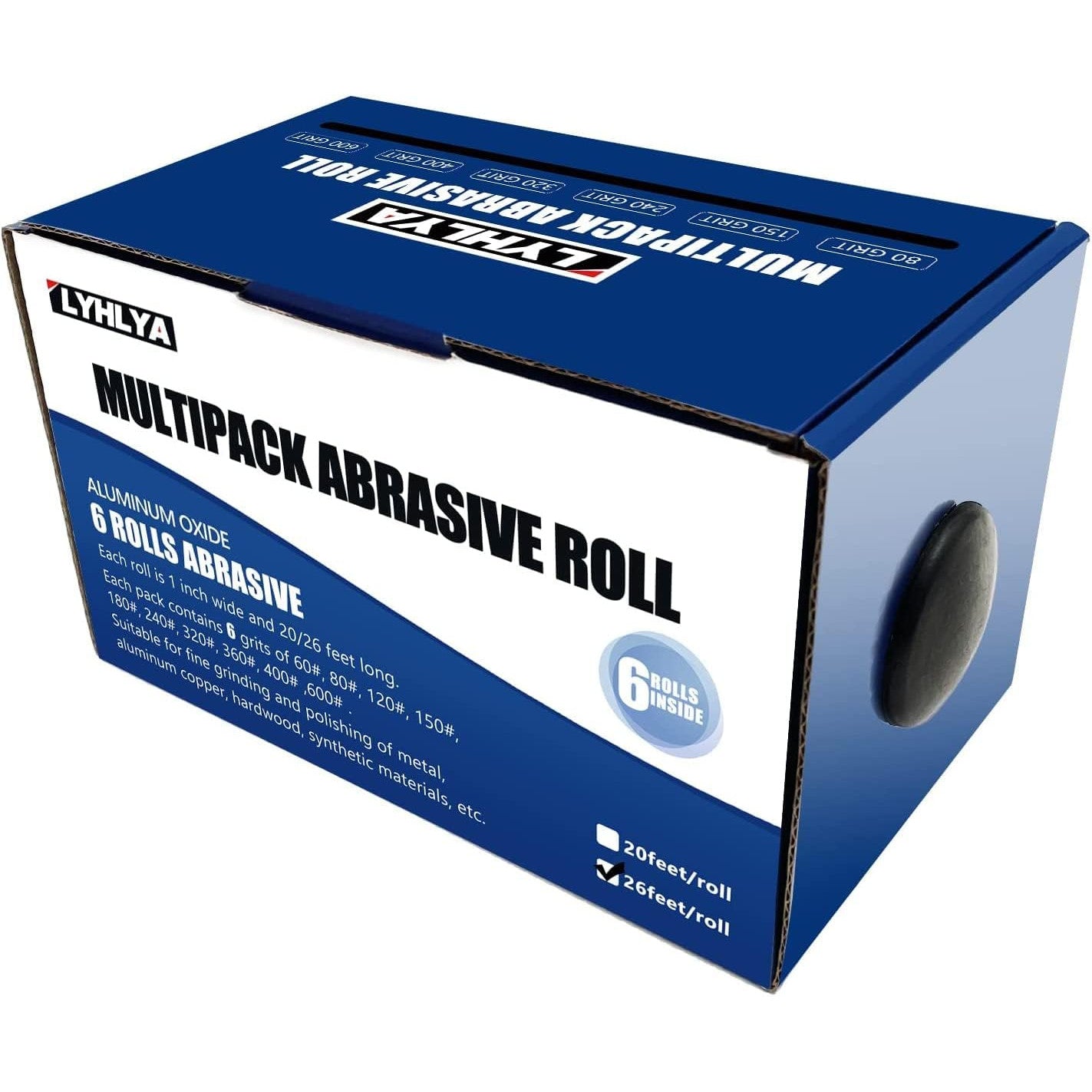 Set de 6 role smirghel 2, 5 cm x 8 m cu dozator, hartie abraziva pentru finisare mobila din lemn si lustruire auto, granulatii multiple 80/150/240/320/400/600, ideal pentru slefuire manuala si proiecte DIY