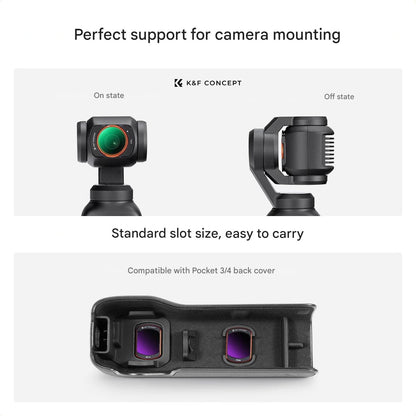 Set filtre magnetice K&F CONCEPT FD161 pentru DJI Osmo Pocket 3/4, 4 buc CPL, ND16, ND64, ND512, sticla optica, cadru aluminiu, montare magnetica rapida, reduc reflexii, control lumina, accesorii profesionale foto-video gimbal DJI
