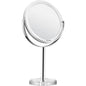 Oglinda cosmetica cu marire 10X, pivotare 360°, 131 mm, din metal, finisaj cromat, cu ventuze, Auxmir