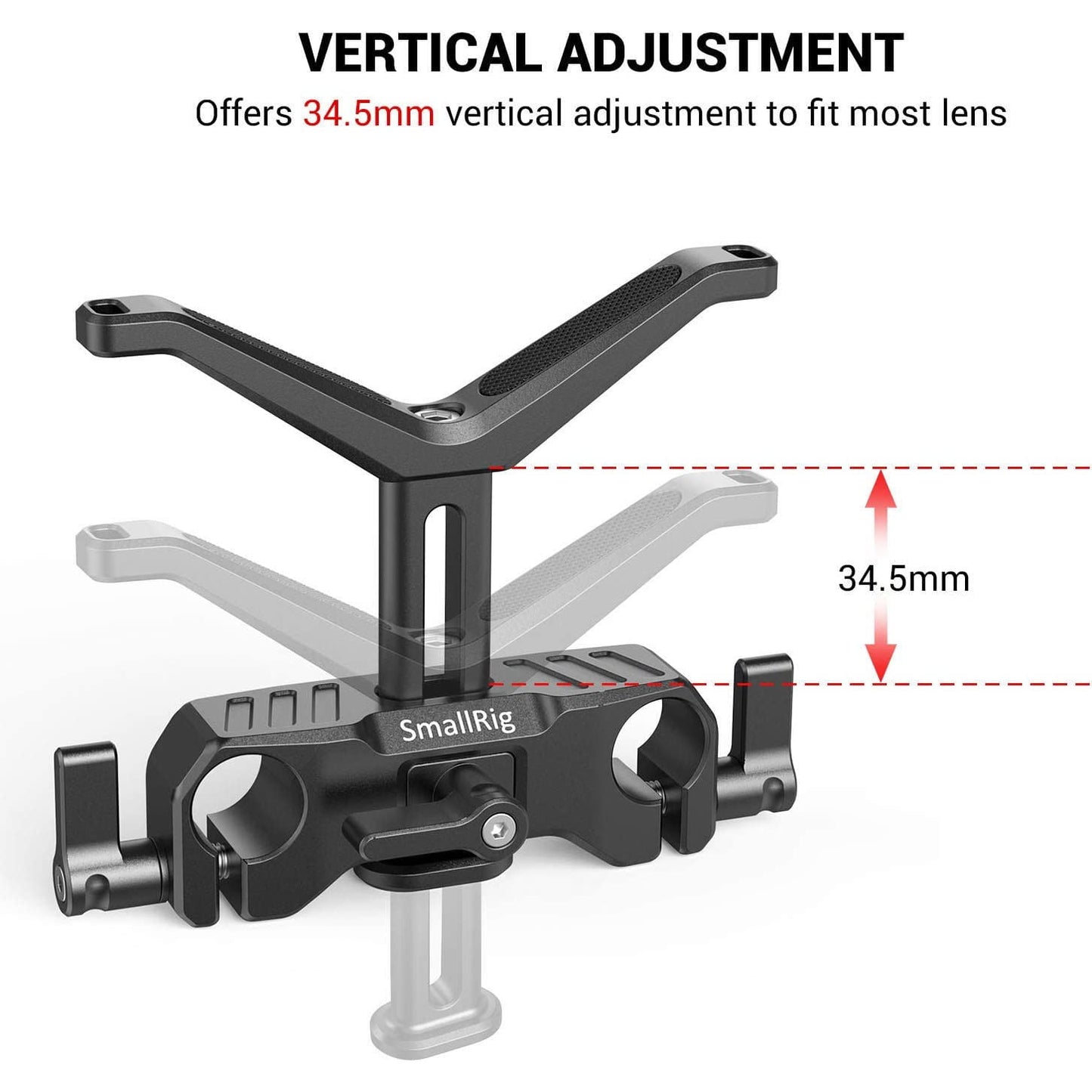 Montura suport obiectiv in forma de Y, reglabil pe inaltime, compatibil cu tije de 15 mm, cu protectie din cauciuc, Smallrig BSL2680