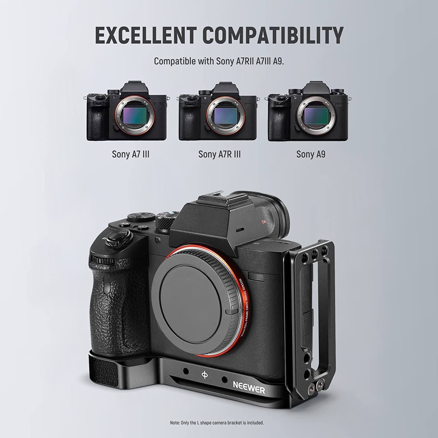 Placa de montare pentru camera Sony A7RIII A7III A9, din aluminiu, cu placa eliberare rapida stil Arca, pentru reglare orizontala si verticala, Neewer ‎45121600
