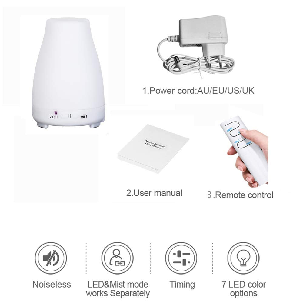 Difuzor Aroma Terapie cu telecomanda de Uleiuri Esentiale , Ultrasonic , Umidificator 200 ml