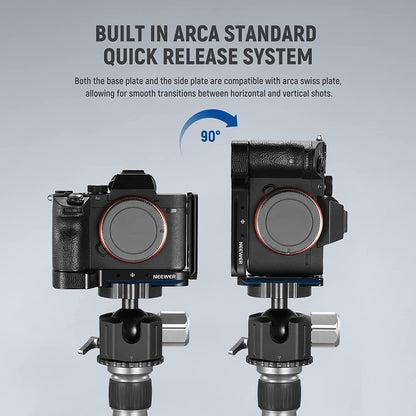 Placa de montare pentru camera Sony A7RIII A7III A9, din aluminiu, cu placa eliberare rapida stil Arca, pentru reglare orizontala si verticala, Neewer ‎45121600