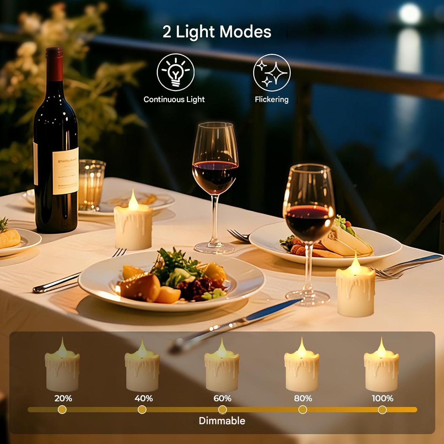Lumanari LED reincarcabile set 6 buc, 200H autonomie, telecomanda, statie incarcare USB-C, timer 2/4/6/8H, flacara palpaitoare, lumina alb cald reglabila, decorative pentru nunta, petreceri, dormitor si sufragerie