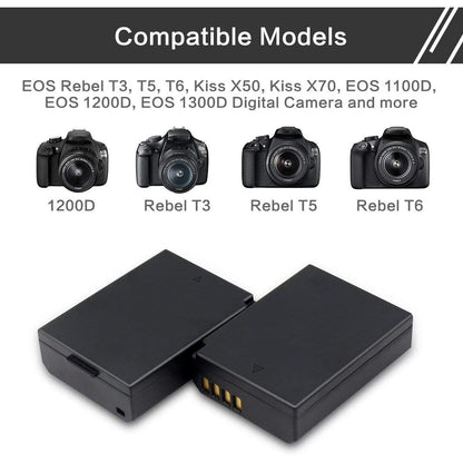 Set de 2 acumulatori LP-E10 1200 mAh si incarcator rapid dublu, pentru Canon EOS Rebel T3, T5, T6, T7, T100, Kiss X50, Kiss X70, EOS 1100D, 1200D, 1300D, 1500D, 20000D