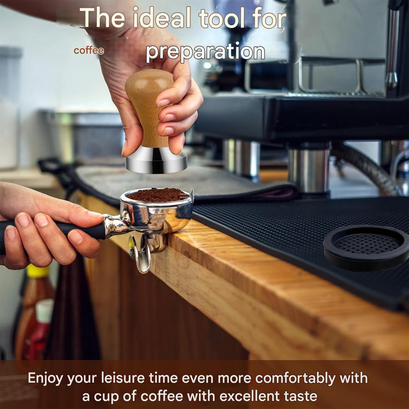 Set tamper cafea, accesorii espresso cu distribuitor cafea si baza tamper, maner detasabil, multifunctional