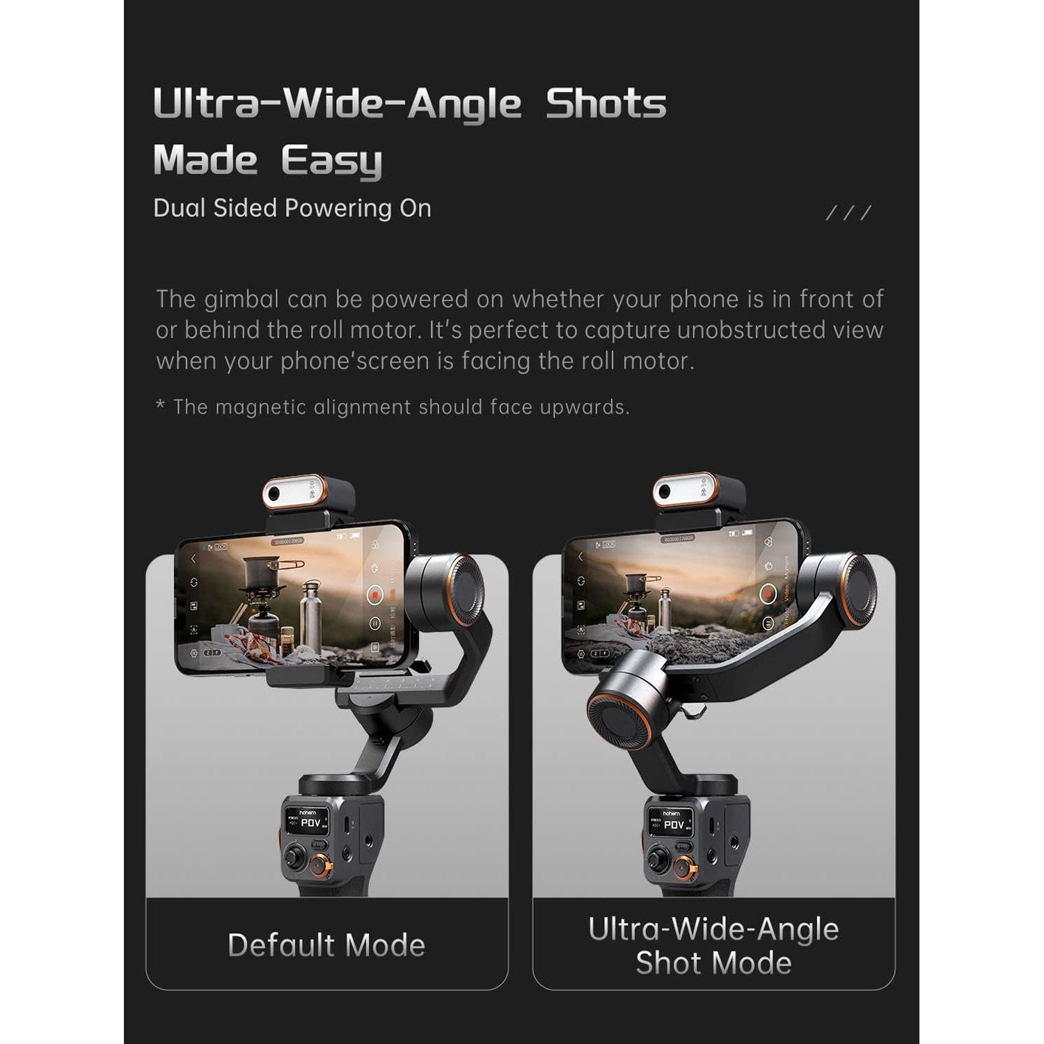 Sistem de stabilizare imagine pentru smartphone, stabilizator gimbal cu 3 axe, display OLED, lumina continua cu senzor AI, mini trepied, incarcare 400 g, Hohem iSteady M6