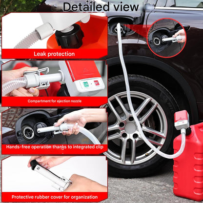 Pompa electrica de transfer combustibil, alimentare cu baterii, cu senzor de oprire automata, portabila cu 4 adaptoare, furtun lung 130 mm, multifunctionala pentru benzina, motorina, ulei – Pentru canistre, tractor, generator sau masina de tuns iarba