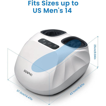 Aparat de masaj Shiatsu cu functie de caldura, telecomanda, perne cu aer comprimat, role, temporizaror, panou de control cu touch, Renpho, alb