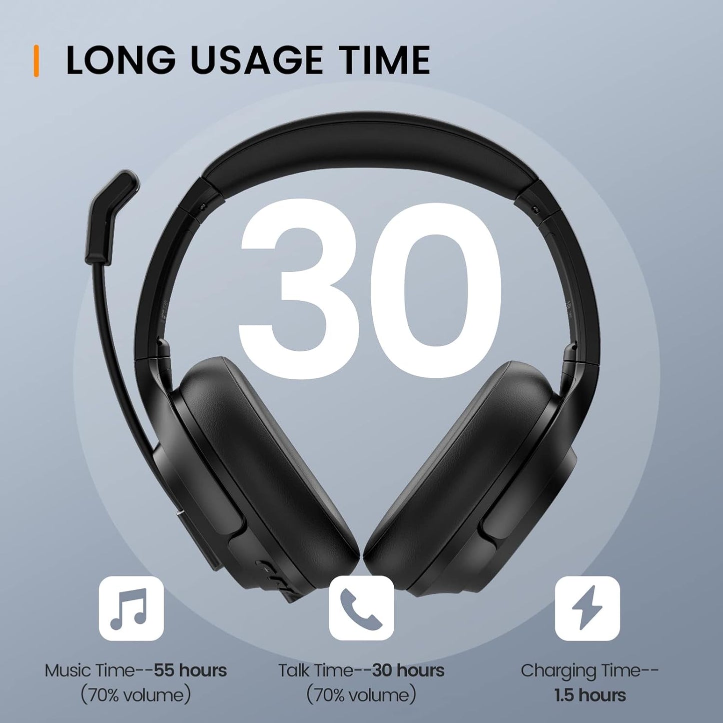 Casti wireless Bluetooth cu microfon si USB dongle, cu chip AI ENC, anulare a zgomotului, functionare pana la 55 de ore, raza de 10 m, pentru PC, laptop, smartphone, EKSA H6