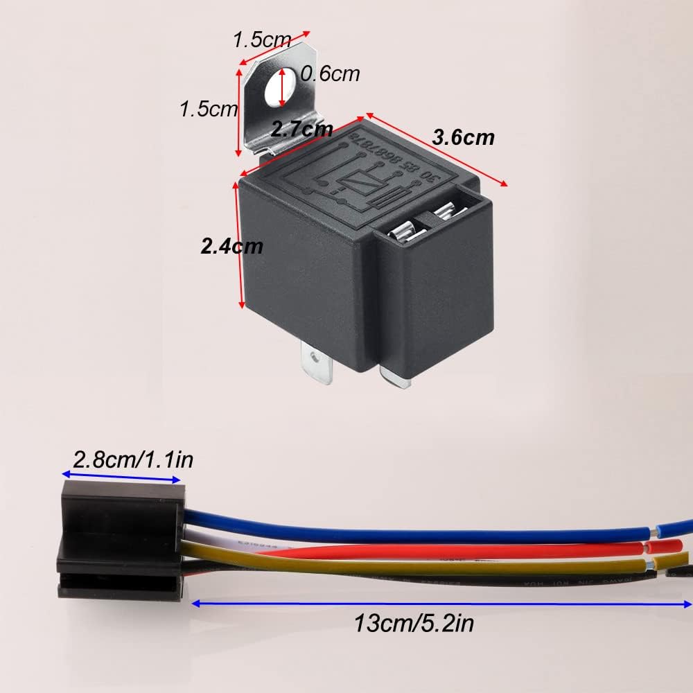 Set 3 releu auto SPDT cu siguranta ATO/ATC, 12V 30A, 5 pini, cu priza si cablaj 14 AWG, Gebildet