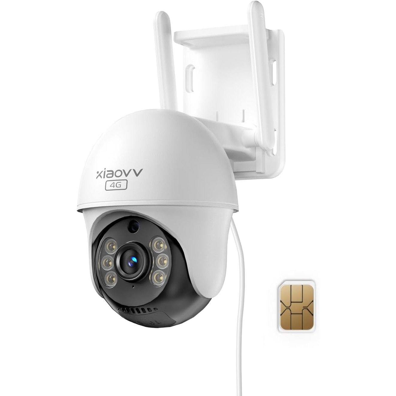 Camera de supraveghere cu SIM 4G LTE, 4 MP, Ultra HD, 360° PTZ, nightvision color, detectare miscare, impermeabila IP65, comunicare bidirectionala, aplicatie dedicata, alba