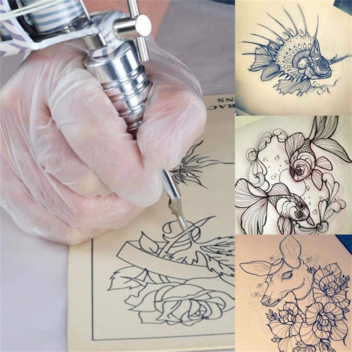 Set de 10 piei artificiale practica pentru tatuaje si micropigmentare, cu doua fete, 20 cm x 15 cm