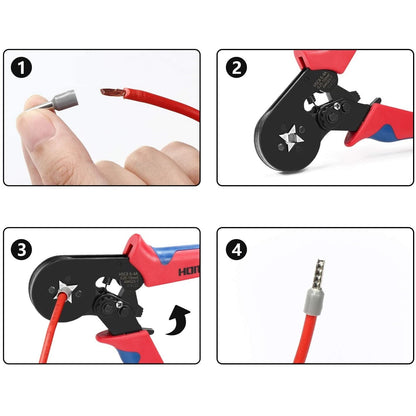 Set cleste de sertizat conectori cu 1200 bucati terminale conductori si cleste pentru dezizolare cabluri, 0,25 - 10 mm2