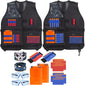 Set 2 X vesta compatibila cu Nerf N-Strike Elite Series, Tactical vest, cu masti, 100 sageti burete, 2 bratari si incarcatoare
