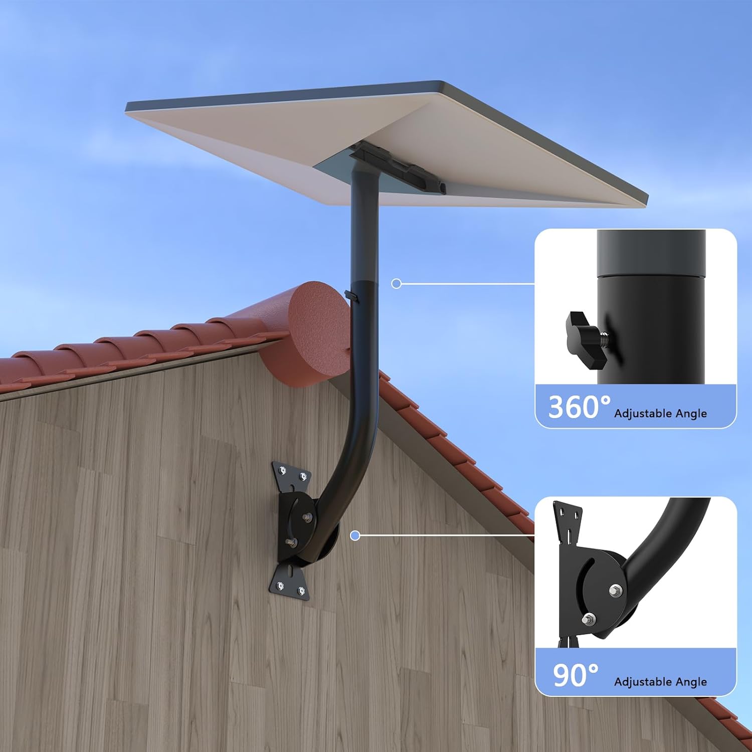 Suport pentru antena Starlink Gen 3/V3 si Starlink Mini, rotire 360° si inclinare 90°, reglabil pentru perete si acoperis, aluminiu rezistent la coroziune si intemperii, kit montaj complet cu suruburi, fixare stabila, gri
