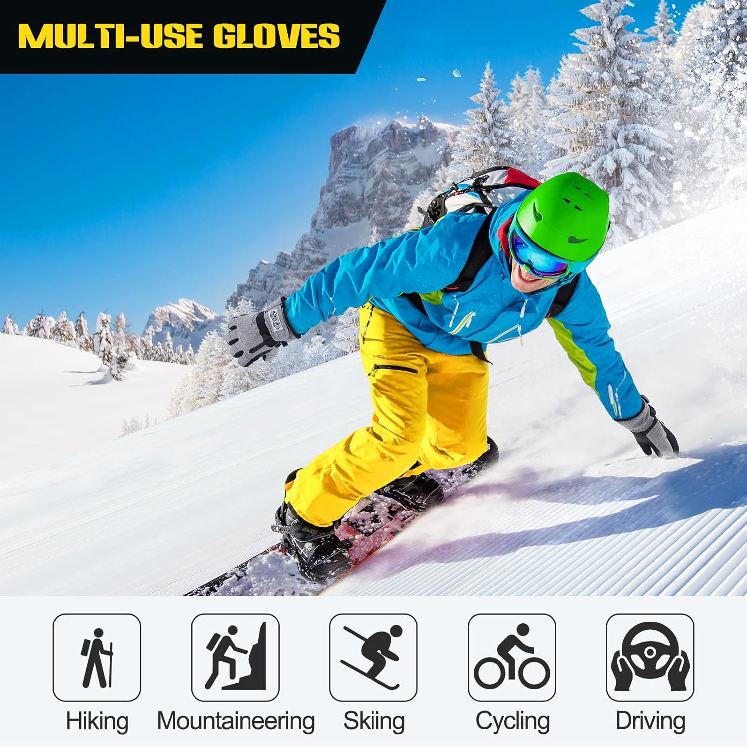 Manusi de iarna impermeabile, compatibile touchscreen, material respirabil, rezistente la vant, cu buzunar, pentru schi, snowboarding, drumetii, ciclism