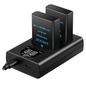 Set de 2 acumulatori EN-EL14 1500 mAh si incarcator dublu cu afisaj LED, pentru Nikon Coolpix P7000, P7100, P7700, P7800, P8000 DSLR D3100, D3200, D3300, D3400000000, D5500