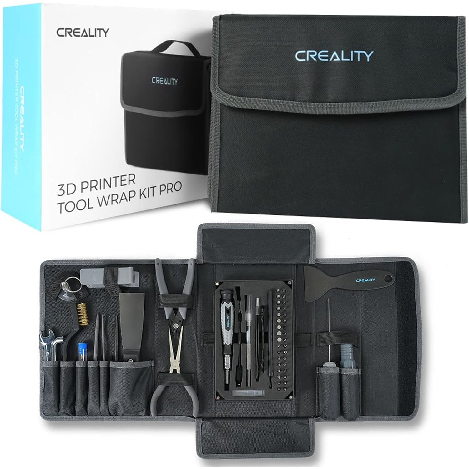 Trusa scule pentru imprimanta 3D Creality, 74 piese – set complet pentru asamblare, taiere si indepartare filament, curatare, finisare si intretinere, accesorii multifunctionale compatibile cu toate imprimantele 3D FDM