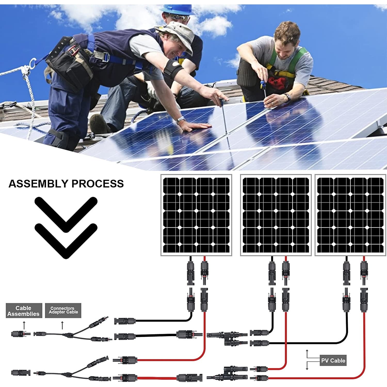 Kit de sertizare cablu solar 2.5/4/6 mm² cu cleste de sertizat si cleste de dezizolat, cu 12 conectori MC4 si 2 conectori splitter, geanta de transport si chei speciale