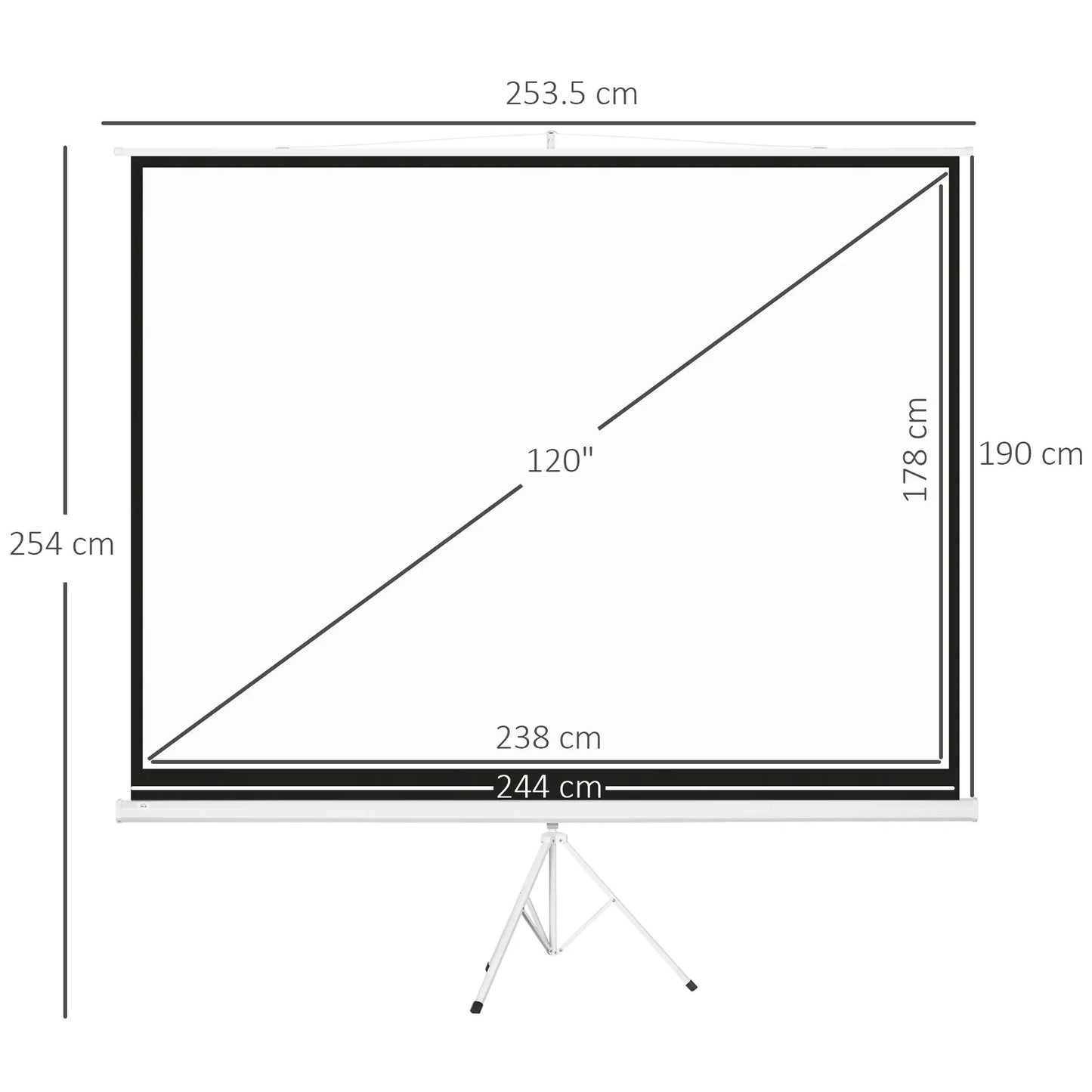 Ecran de proiectie pentru videoproiector de 120" Format 4:3, 244x183 cm, Inaltime maxima: 3.2 m, din Tesatura Tip Plasa, Plastic si Metal, cu Trepied, Alb