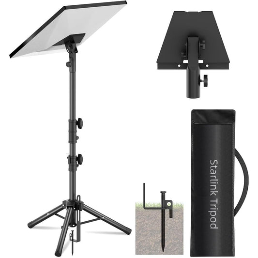 Suport pentru antena Starlink Gen 3 cu trepied reglabil 90–180°, inaltime 134 cm, otel inoxidabil, ultra-stabil cu tarusi, portabil pentru camping, curte si calatorii