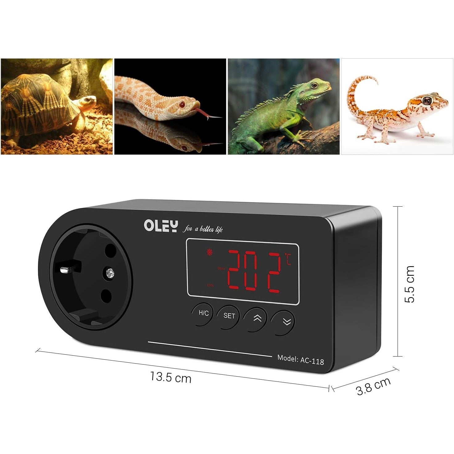 Priza smart, termostat pentru acvariu si terariu, iesire pentru racire sau incalzire, programabil, cu ecran LCD, cu senzor NTC impermeabil