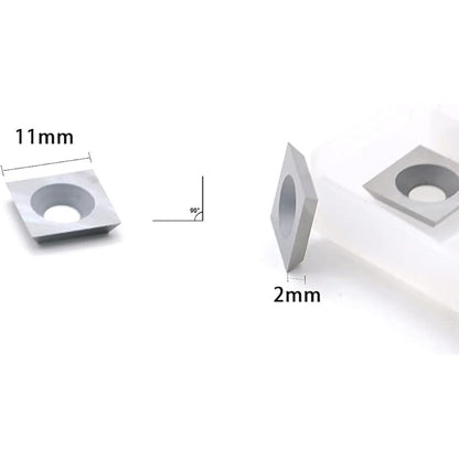 Set de 10 placute amovibile vidia, de strunjire, pentru prelucrarea lemnului, 11 x 11 x 2,0 mm, frezare 30 grade, pentru strung si dalta